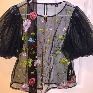 Mesh embroidered top